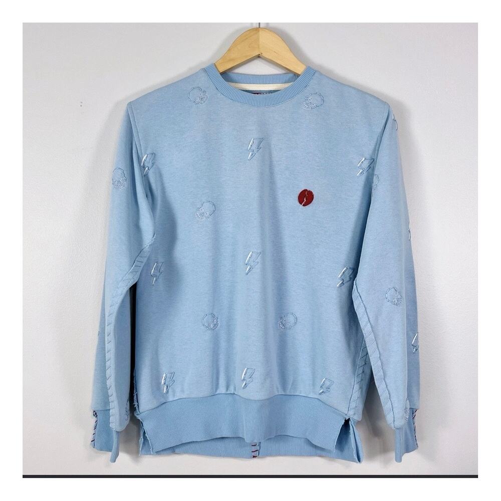 One432 Sweatshirt Embroidered Skeletor Lighting Bolt Blue